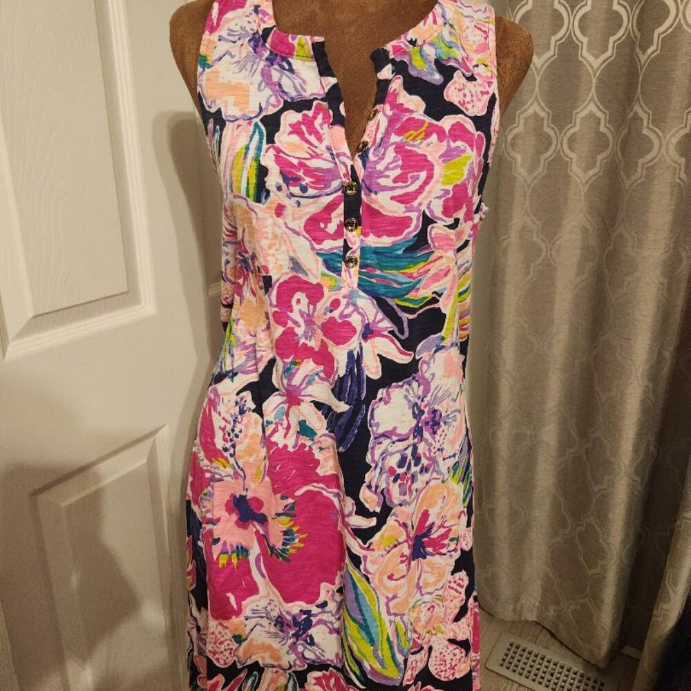 Lilly Pulitzer Tipping Point Havana T-shirt Sleeveless Dress Sz Med MSRP $98